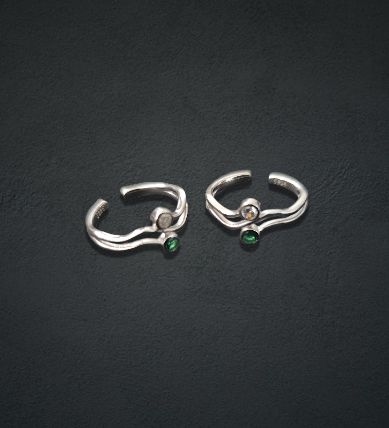 Emerald Green twisted Toe Ring
