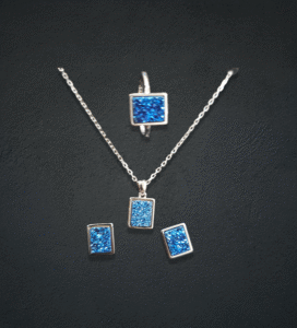 Blue Druzy Delight Pendant Set with Ring